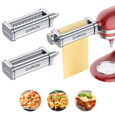 COfun pasta attachment front view showing sturdy stainless construction and easy hub connection benefit