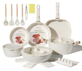 Coicur front view of cream 23-piece set showing complete collection and organized layout