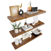 Colima front view of 36-inch rustic brown shelf showing clean profile and storage benefit