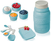 Comfify front view of aqua blue mason jar measuring set showing vintage style and utility