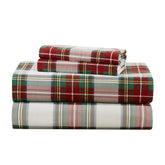 Comfort Spaces front view of king sheet set showcasing plaid aesthetic and fit