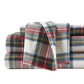 Comfort Spaces front packaging showing red plaid and set contents for easy selection
