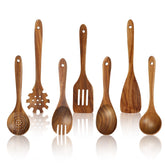 comfoyar teak set front view showing all seven pieces and natural finish benefit