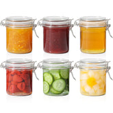 ComSaf front view of six 8 oz jars showing tidy pantry benefit