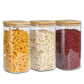 ComSaf front view of three glass canisters showcasing tidy pantry storage benefit
