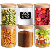 ComSaf front view of six glass jars set showing tidy storage and appeal