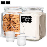 ComSaf front view of two square half-gallon jars showing neat countertop storage benefit
