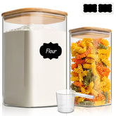 ComSaf front view showing both glass jars and bamboo lids for neat storage