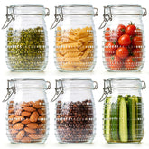 ComSaf front view of six jars showing coordinated storage and style