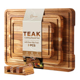 Conflech front view of three teak boards showing sizes and professional finish, durable prep benefit