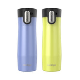 Contigo West Loop front view of both frosted pearl mugs showing colors and finish for stylish portability