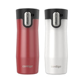 Contigo West Loop front view showing goji berry and frosted pearl colors and brand durability