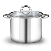 Cook N Home 12-quart stock pot front view showing polished stainless finish and lid