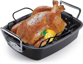 Cook N Home roaster front view showing full 17x13 pan and capacity benefit