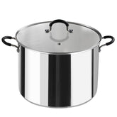 Cook N Home front view of 20 quart stock pot showing polished finish and lid, durable construction