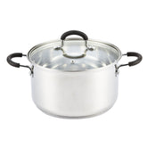 Cook N Home front view showing polished stainless and lid, highlights durability