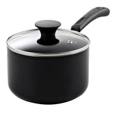 Cook N Home front view of 2-quart saucepan showing lid and shape for compact cooking