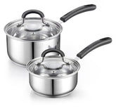 Cook N Home front view showing both saucepans and lids for compact versatility