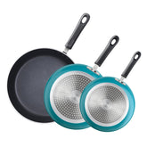 Cook N Home front view of turquoise 3-piece set showing color and included sizes, ideal for stylish kitchens