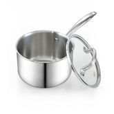 Cook N Home front view showing saucepan and glass lid, durable everyday cooking