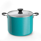 Cook N Home stock pot front view showing lid and large capacity benefit