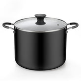 Cook N Home front view of 10.5 quart stock pot showing lid and shape for large cooking