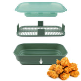 COOK WITH COLOR batter bowl front view showing sage finish and neat storage benefit
