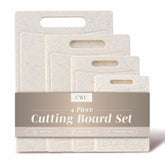 COOK WITH COLOR front view showing four speckled white cutting boards and style