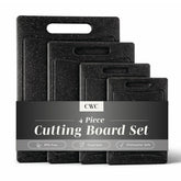 COOK WITH COLOR front view of four cutting boards showing colors and sizes for organization