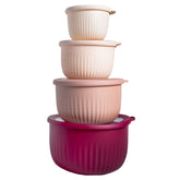 COOK WITH COLOR front view of rose 8-piece bowl set, bright and organized
