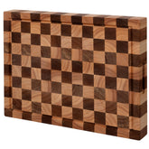 Cookaholic front view of acacia cutting board showing full size and grain, enhances kitchen style