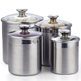 Cooks Standard front view of the four-piece canister set showing organized pantry benefit