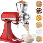 Coolcook all-metal grain mill front view showing durable build and controls