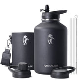 Coolflask 64 oz front view showing capacity and sleek finish for reliable hydration