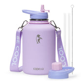 Coolflask front view showing bottle design and brand, highlights durability
