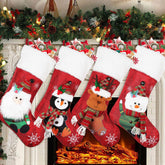 COOLWUFAN front view of four character stockings, ready to decorate mantel