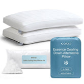 Coop Home Goods pillow front view showing cool-to-touch cover and plush loft benefit