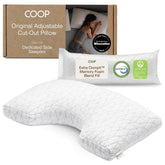 Coop Home Goods front packaging showing king pillow benefits and size.