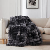 COOVA front view of tie-dye black throw showing plush look and inviting warmth