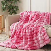 COOVA tie-dye pink throw folded showing plush finish and instant cozy appeal