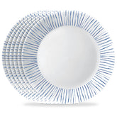 Corelle Botanical Stripes front view showing full 10.25-inch plate and coastal design benefit durable style