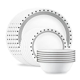 Corelle City Block front packaging showing set contents and modern design benefit