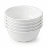Corelle front view of six Winter Frost bowls showing clean styling and versatility