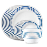 Corelle Laila front set showing plates and bowls and modern table appeal