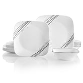 Corelle Simple Sketch front view showing square plate set and modern design benefit