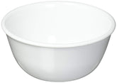 Corelle Winter Frost front view showing clean white bowls and package benefit