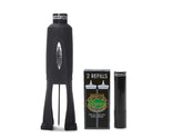 Cork Pops Legacy front view showing compact black opener and base, neat storage benefit