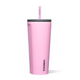 Corkcicle front view showing Sun-Soaked Pink finish and sleek shape benefits style