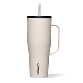 Corkcicle Cold Cup XL front view showing 30 oz capacity and latte finish benefits