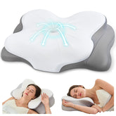 CosBed front view of pillow showing ergonomic shape and immediate support